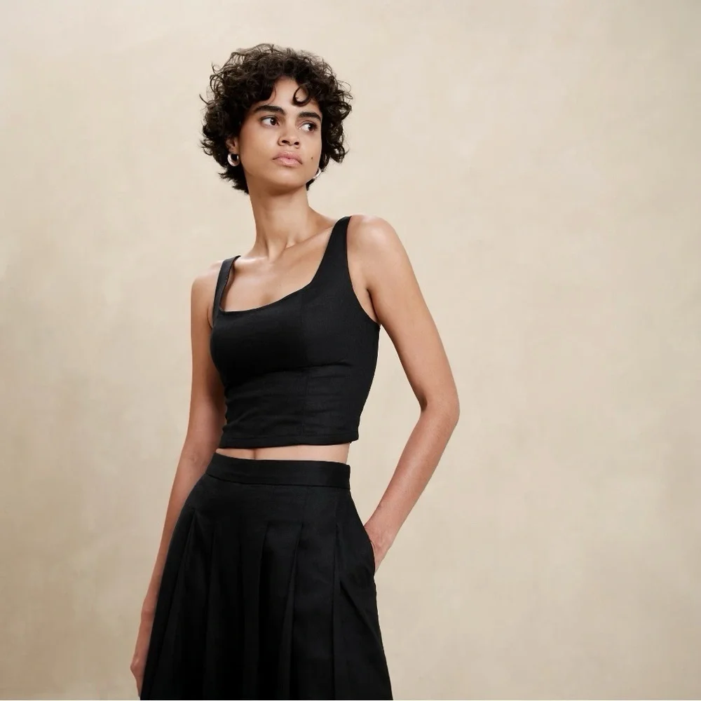 Banana Republic Cottagecore LINEN-BLEND CROPPED BUSTIER NWT